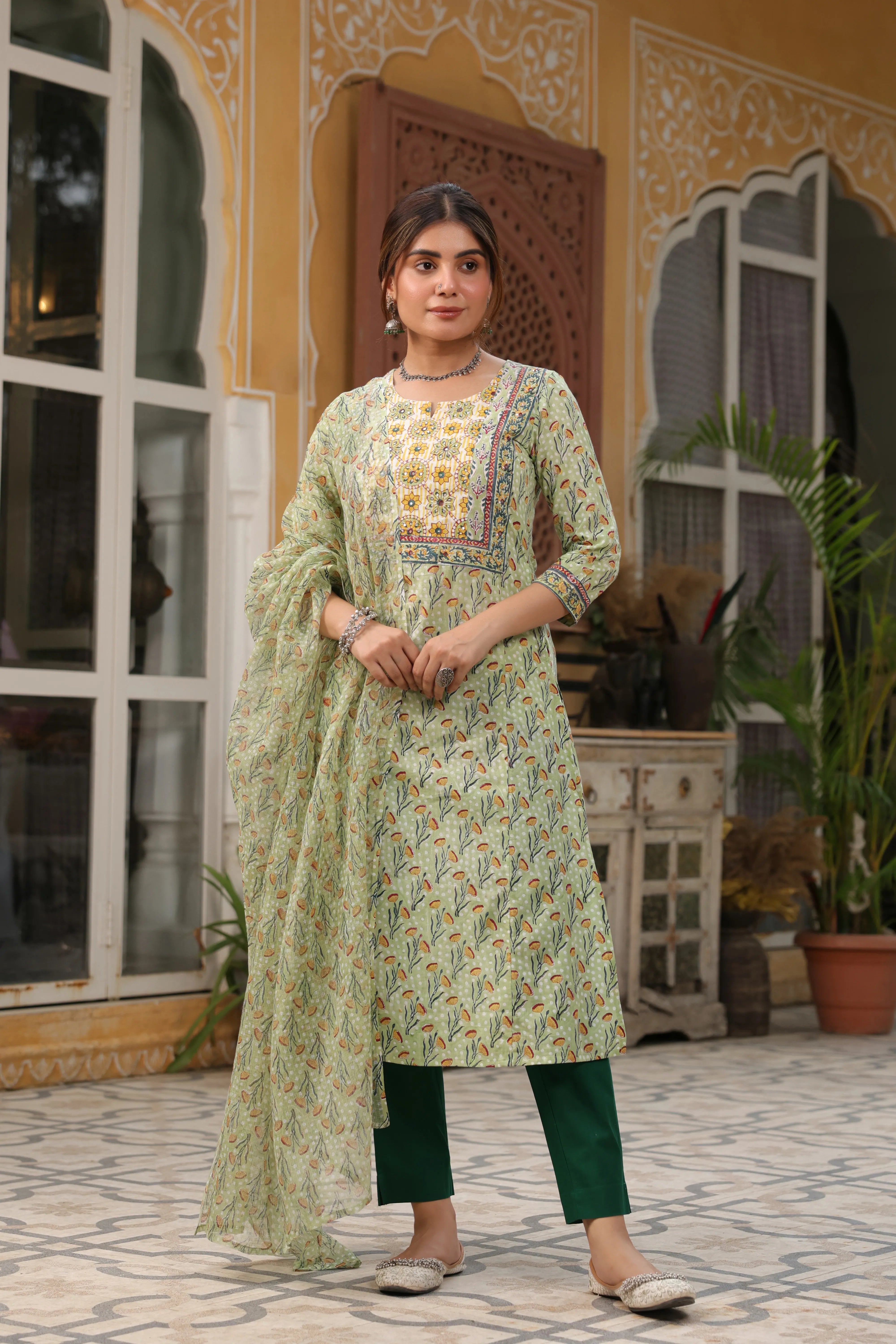 Damyanti Handblock Kurta Dupatta Set