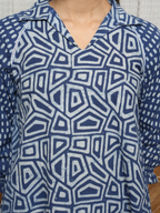 Indigo Cotton Printed Kurta For Women's