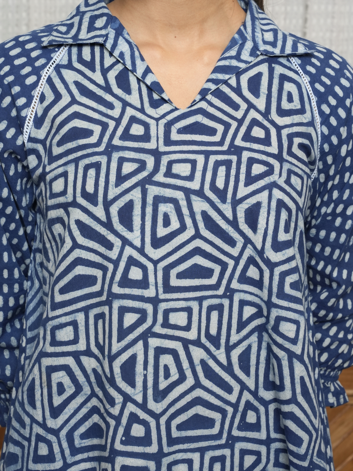 Indigo Cotton Printed Kurta For Women's