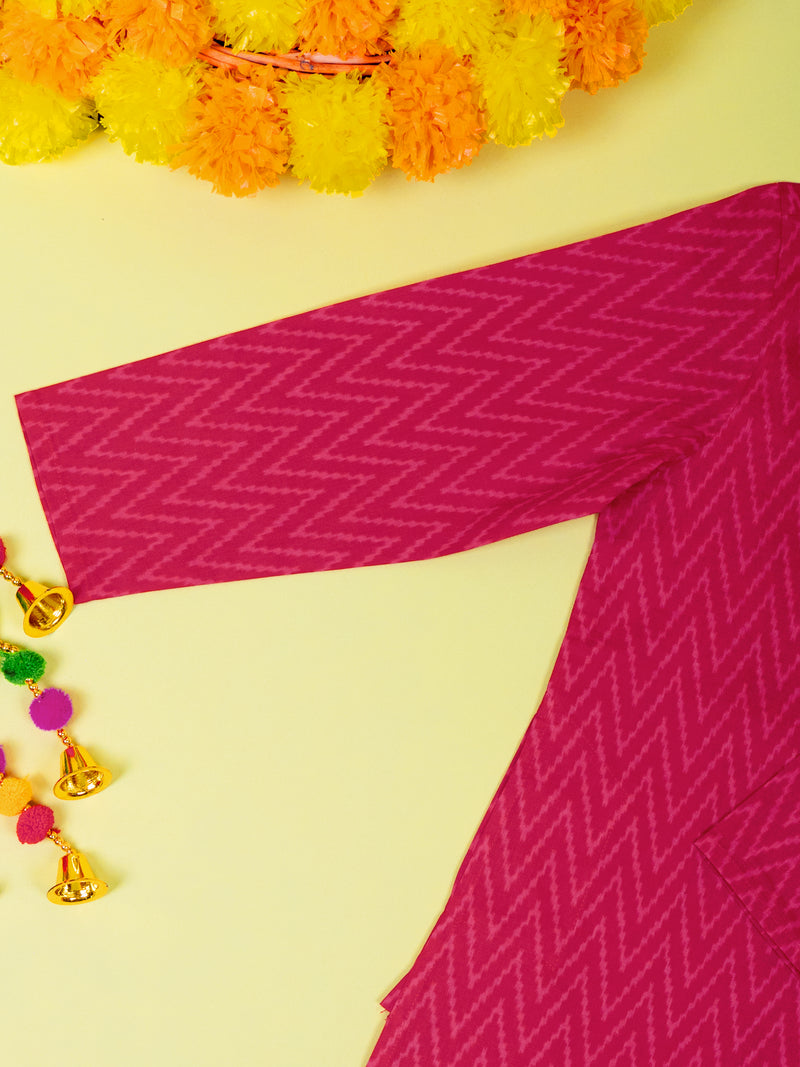 Magenta Cotton Kurta For Boys