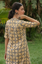 BEIGE WITH MULTICOLOUR COTTON SITTING COLLAR WITH V ALINE KURTA WITH PANT