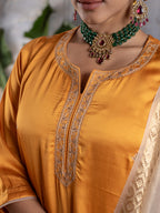 Golden Mustard Modal Silk Kurta Pant For Women's