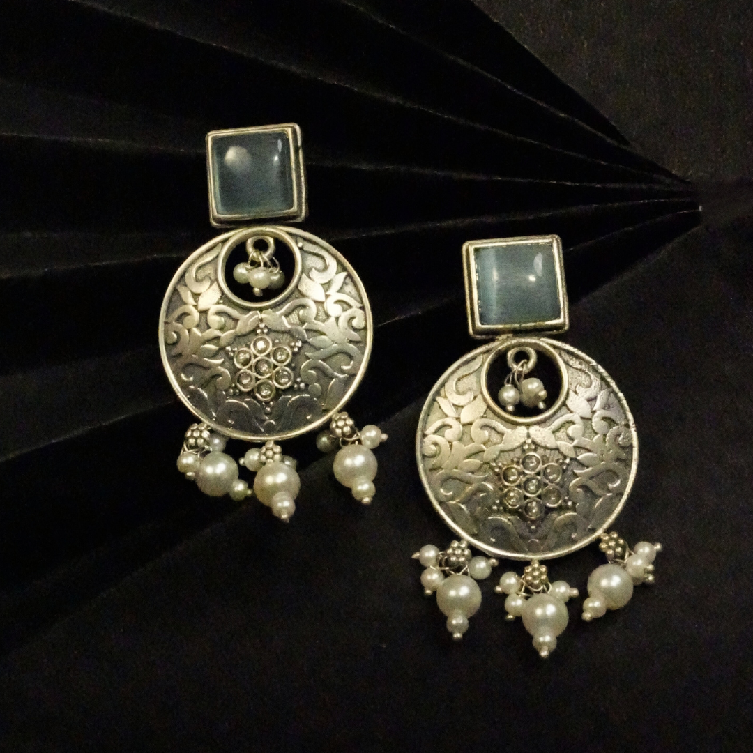 Floral Glow Silver Earrings