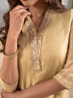 Gold Kota Silk Kurta For Women's