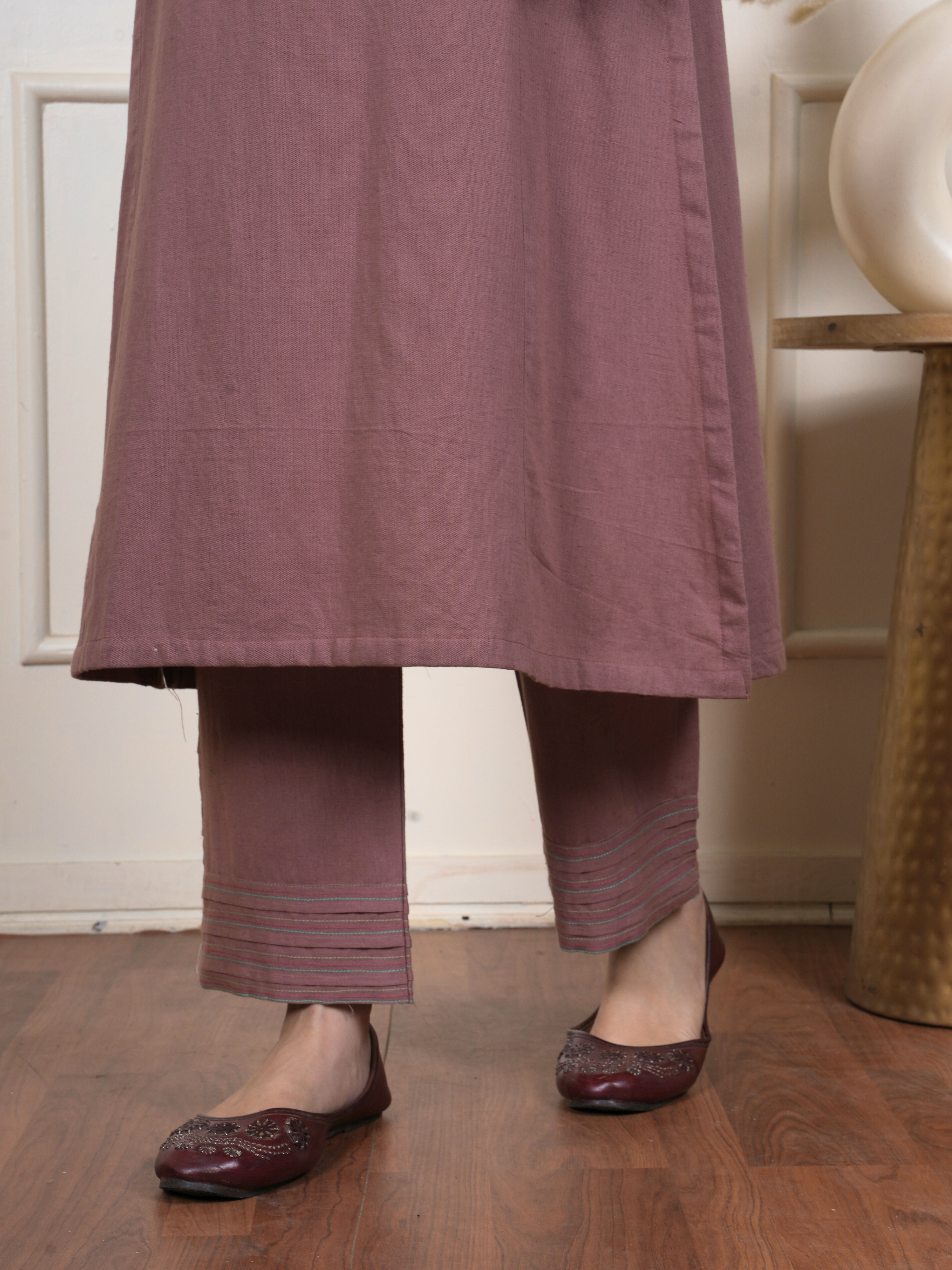 Dusty Mauve Cotton Flax Complete Suit Set