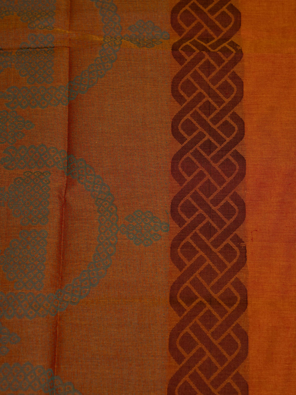 Orange Colour Cotton Handloom Self Weaned Saree