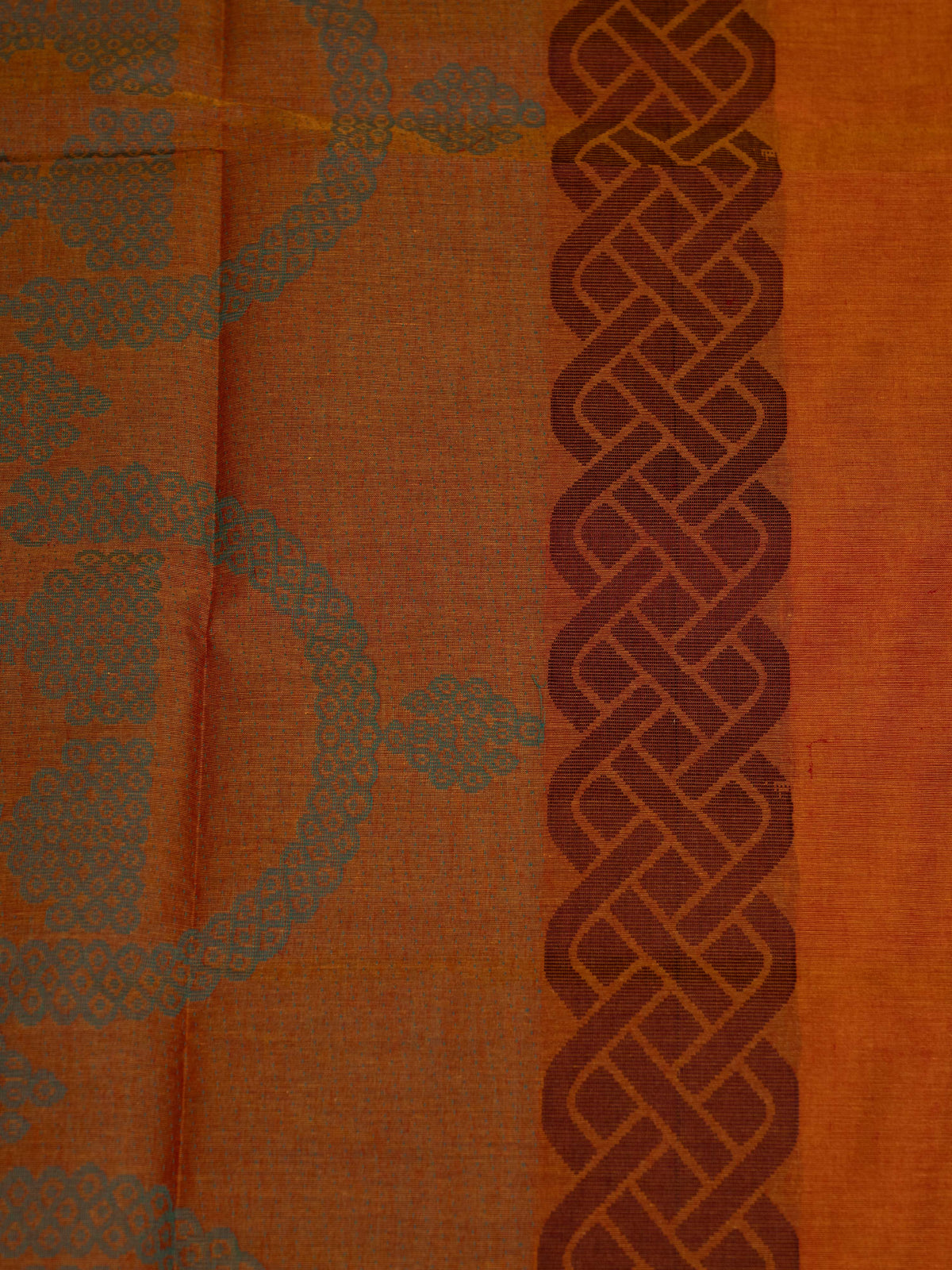 Orange Colour Cotton Handloom Self Weaned Saree