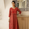 Red Colour Cotton Hand Block Print With Natural Dyes Kurta For Women's