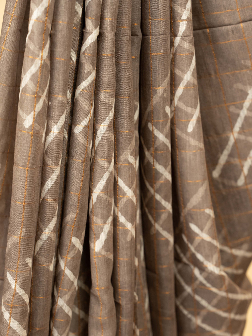 Cocoa Beige Cotton Block Printed Saree