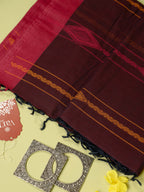 Wine Colour Cotton Handloom Self Weaned Saree
