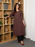 Black -cotton-Round neck-printed-kurta-for-womens
