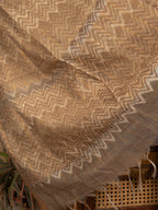 French Beige Cotton Block Printed Saree