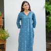 Blue Cotton Handloom Kurta For Women's