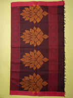 Wine Colour Cotton Handloom Self Weaned Saree