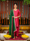 Magenta Pink Banarasi Silk Round With V-Neck Complete Suit Set For Women's