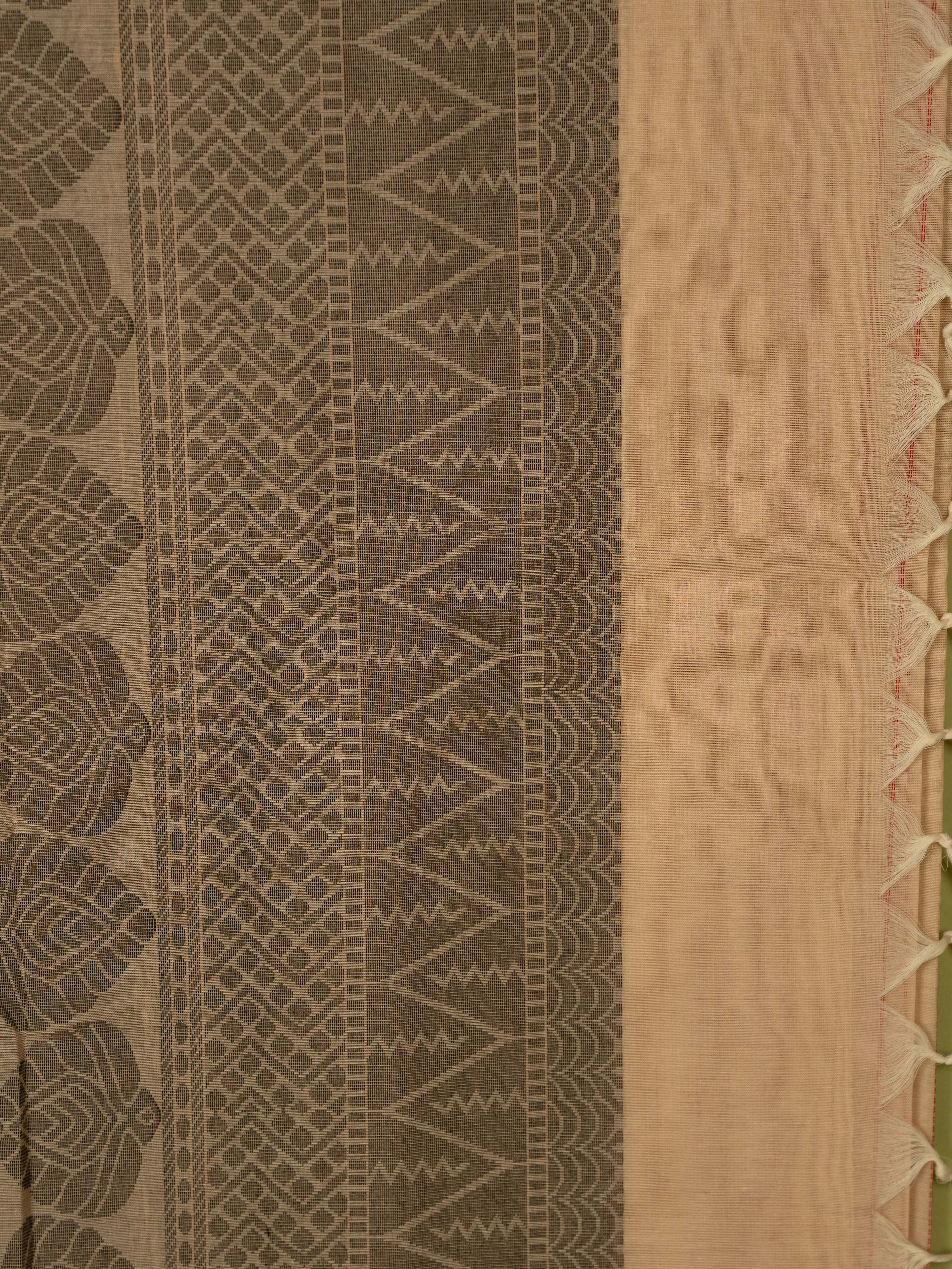 Beige Colour Cotton Handloom Self Weaned Saree