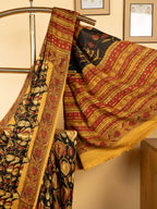 Black Color Chanderi Block Printed Saree