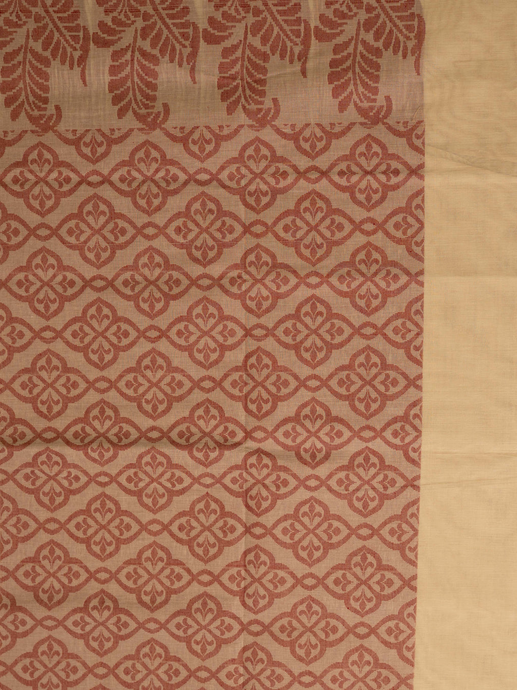 Beige Colour Cotton Handloom Self Weaned Saree