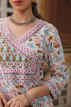 Indira Handblock Aline Kurta Dupatta Set(Pant Not Included)