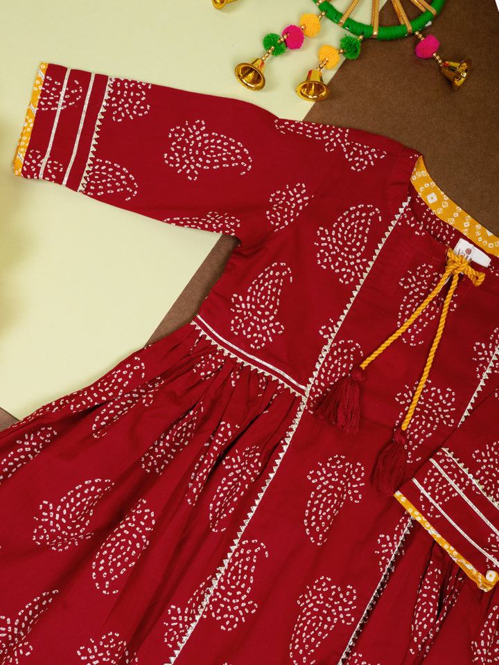 Red Cotton Booti Print Dress