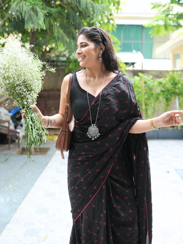 Black Mulberry Silk Saree