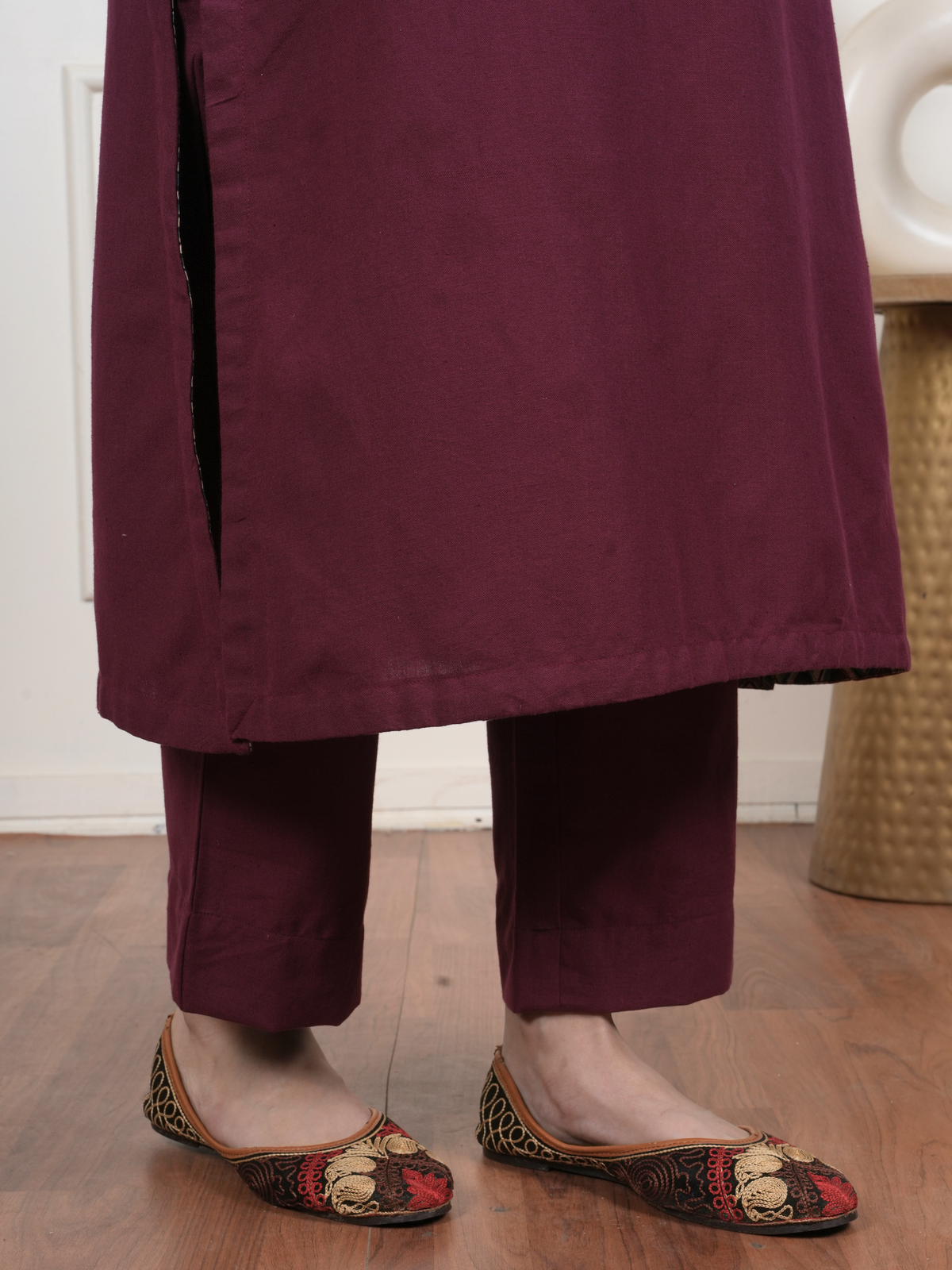Maroon Kalamkari Kurta Pant(Dupatta Not Included)