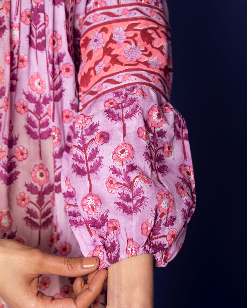 Maure Cotton Collar With V-Neck Handblock For Women's