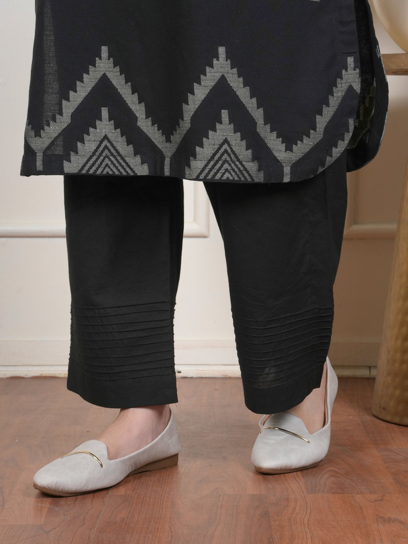 Black Cotton Handloom Kurta