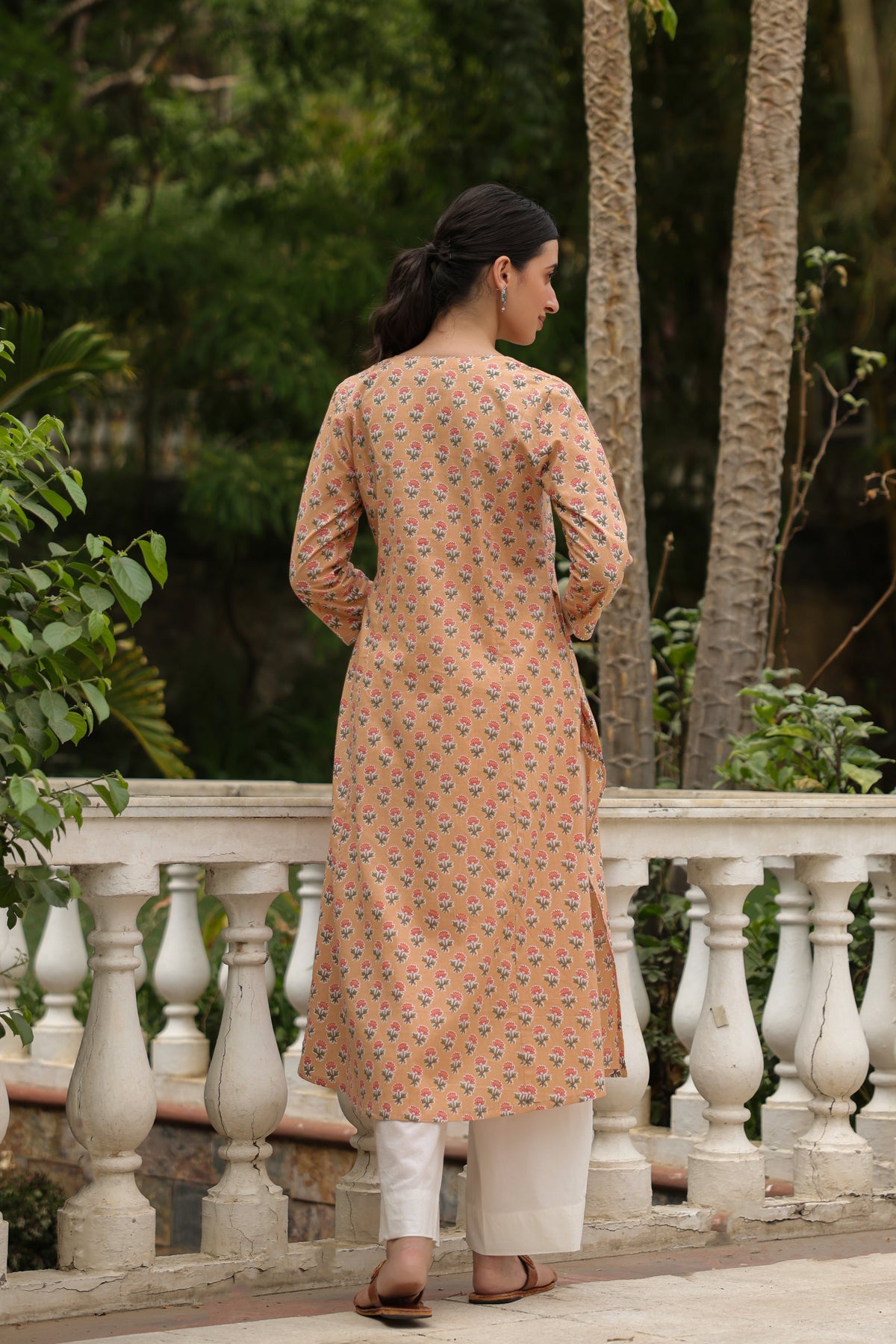 Yellow Cotton Printed Straight Kurta For Women's