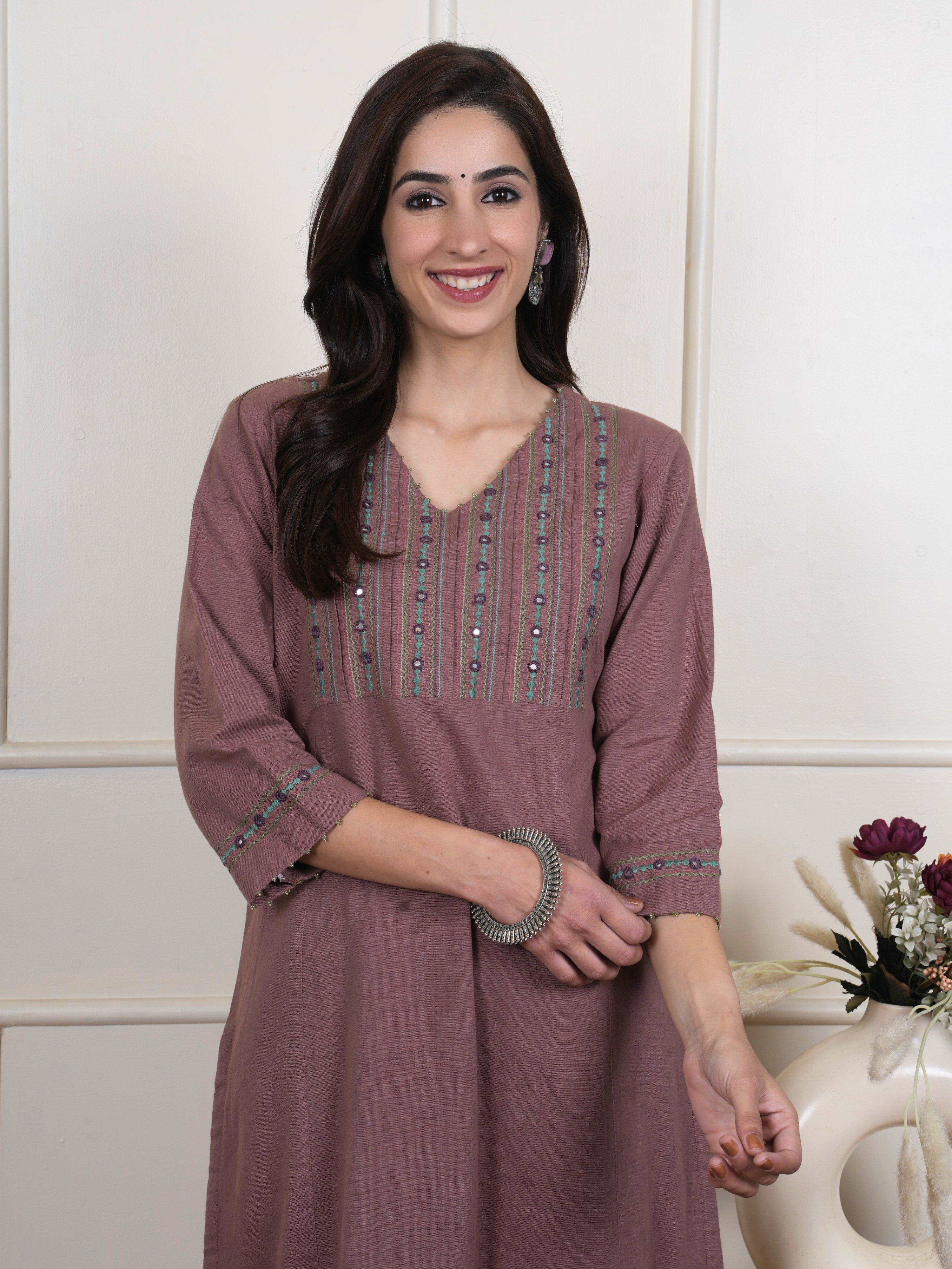 Dusty Mauve Cotton Flax Complete Suit Set