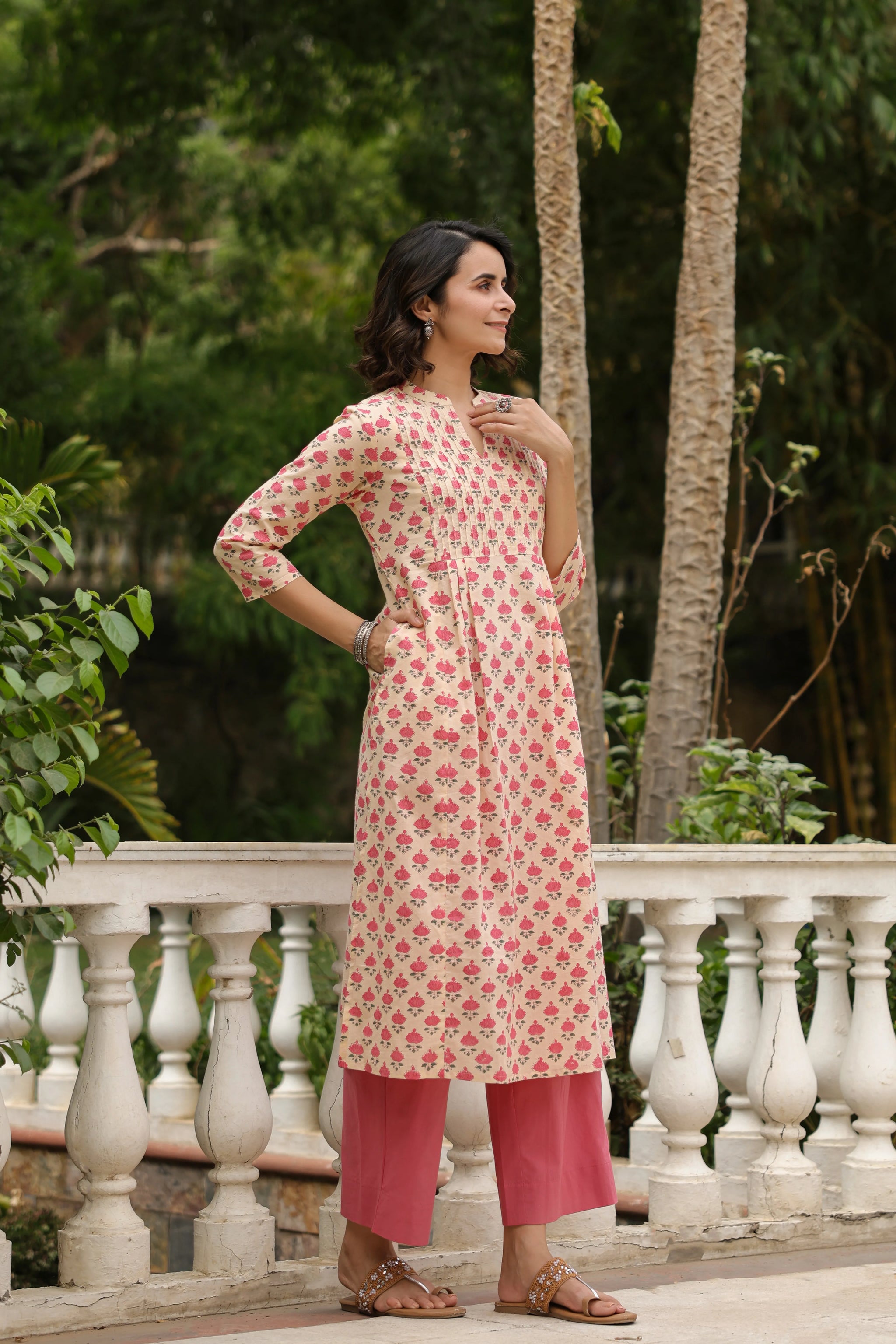 Laya Hanblock Cotton Kurta- Cotton Kurtis