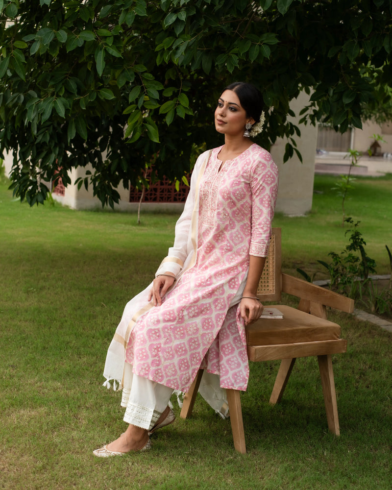 Baby Pink Aline Kurta For Women's