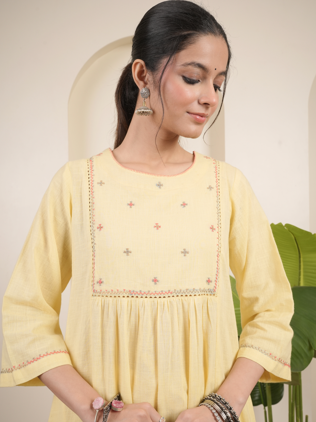 Vanilla Yellow Cotton Slub Complete Suit Set
