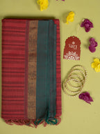 Brick Red Colour Cotton Handloom Self Weaned Saree