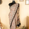 Beige Chanderi Block Printed Saree