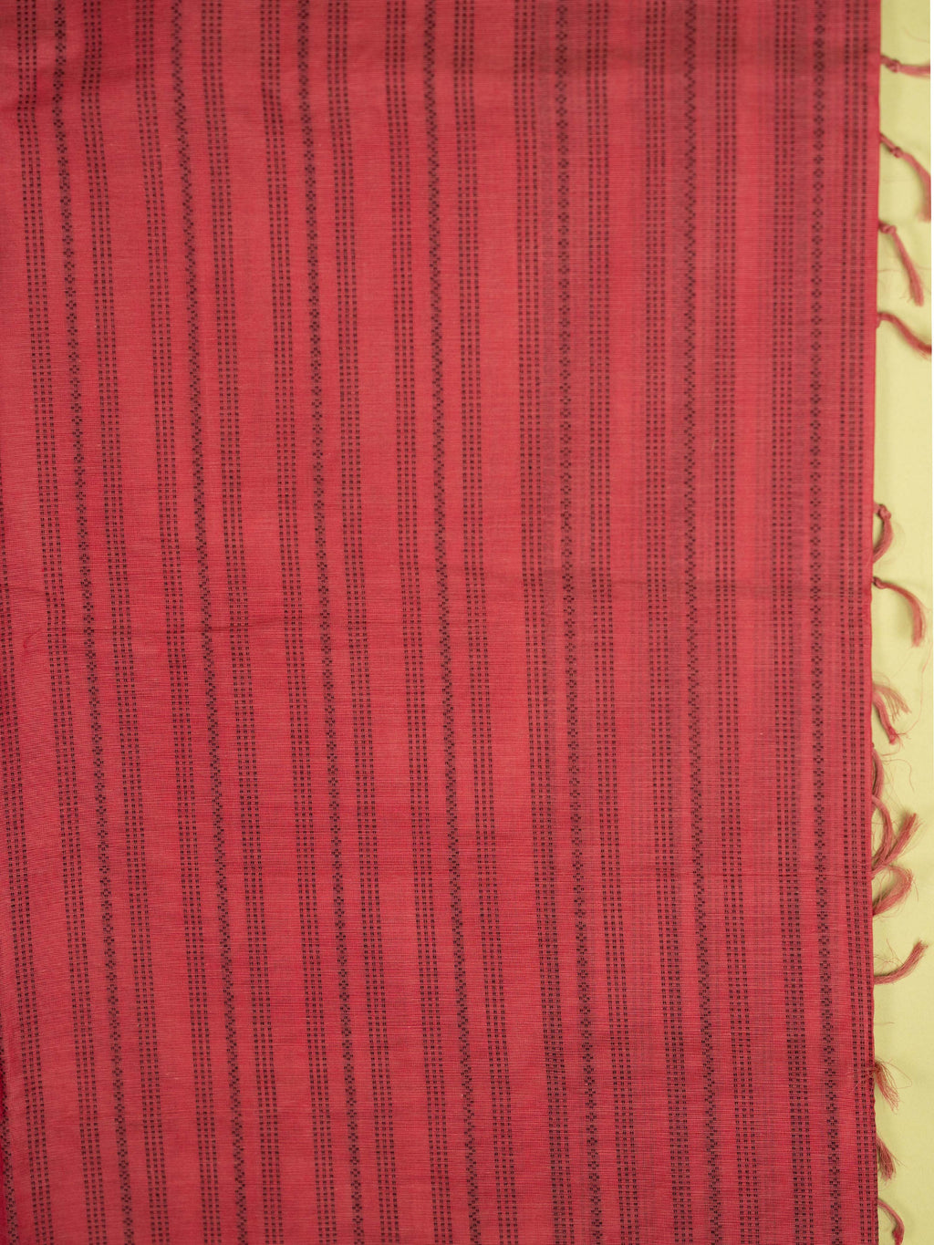 Brick Red Colour Cotton Handloom Self Weaned Saree