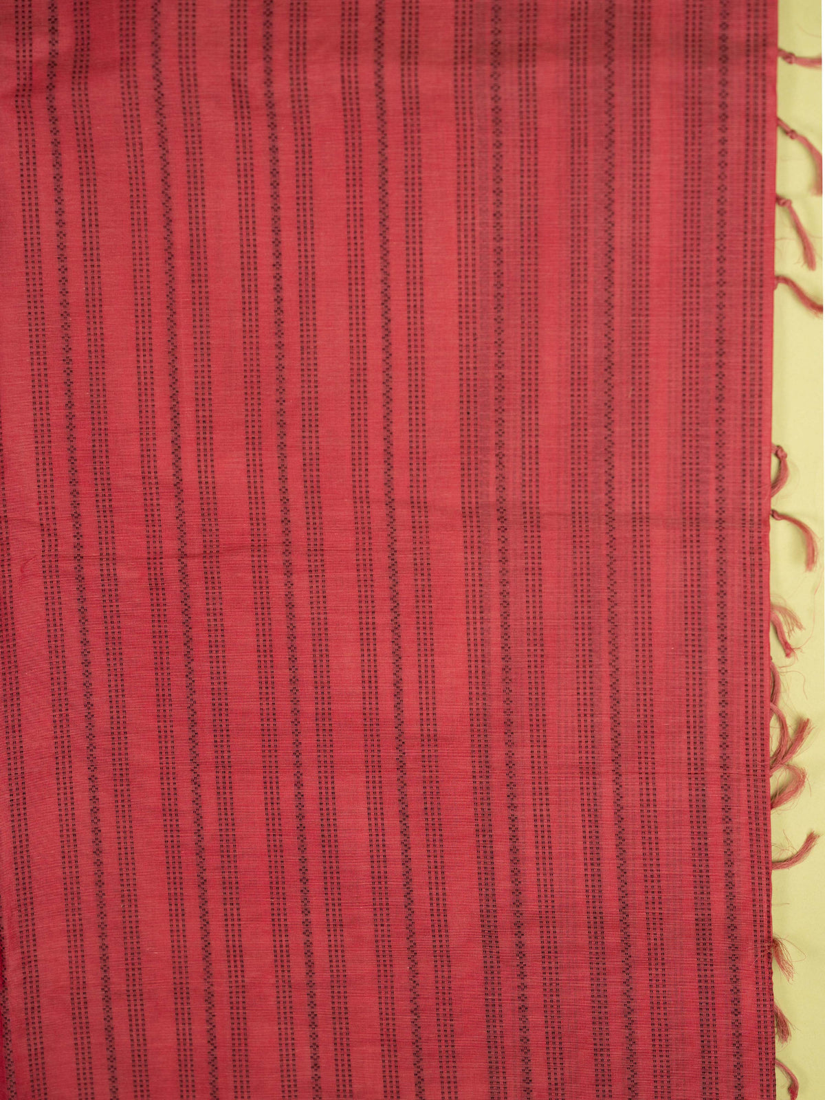 Brick Red Colour Cotton Handloom Self Weaned Saree