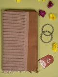Pinkish Beige Colour Cotton Handloom Self Weaned Saree