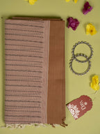 Pinkish Beige Colour Cotton Handloom Self Weaned Saree