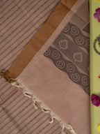 Pinkish Beige Colour Cotton Handloom Self Weaned Saree