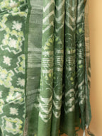 Olive Green Cotton Block Printed Saree