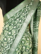 Olive Green Cotton Block Printed Saree