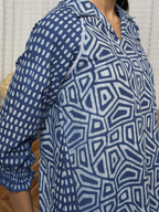Indigo Cotton Printed Kurta For Women's