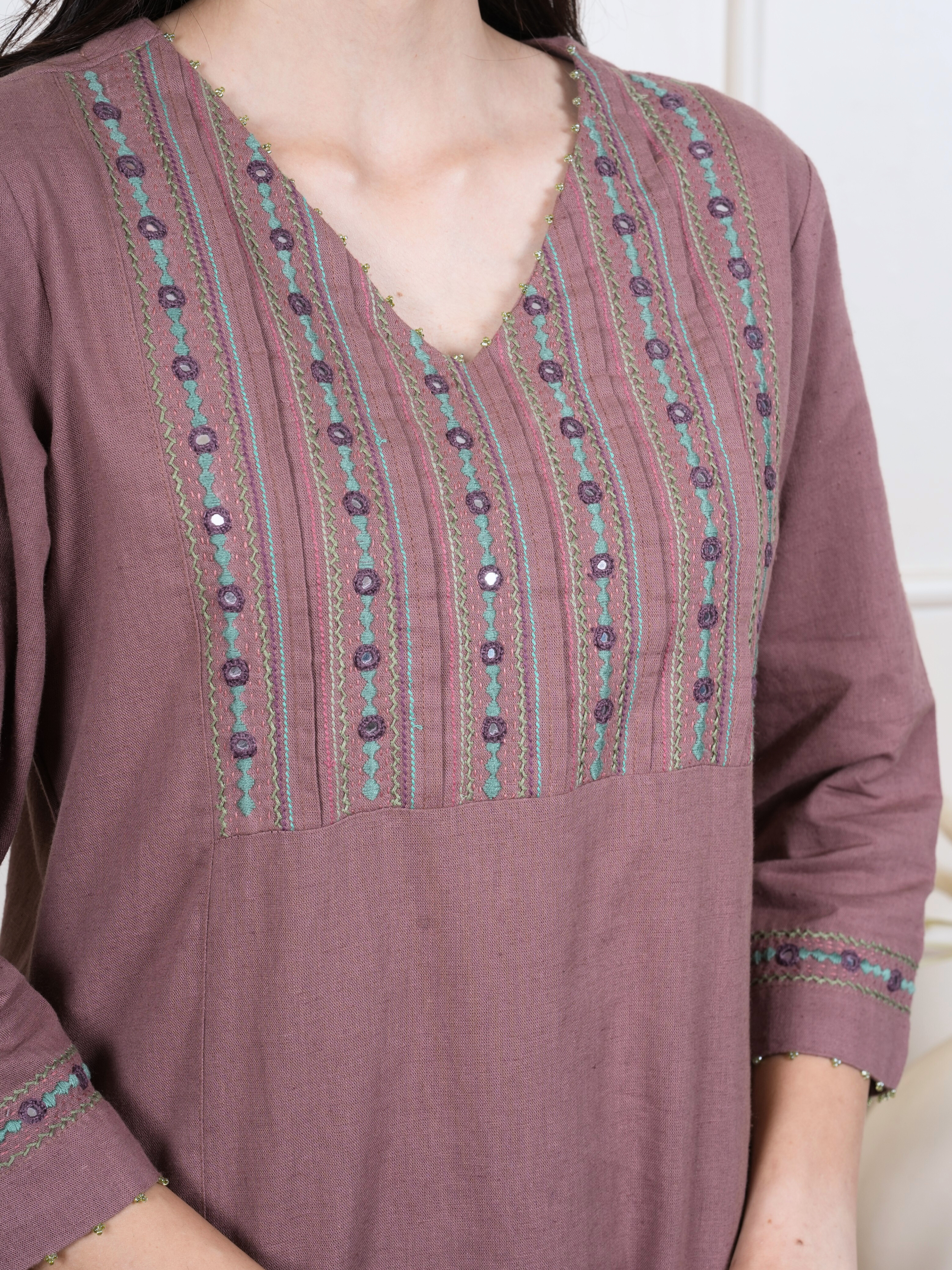 Dusty Mauve Cotton Flax Complete Suit Set
