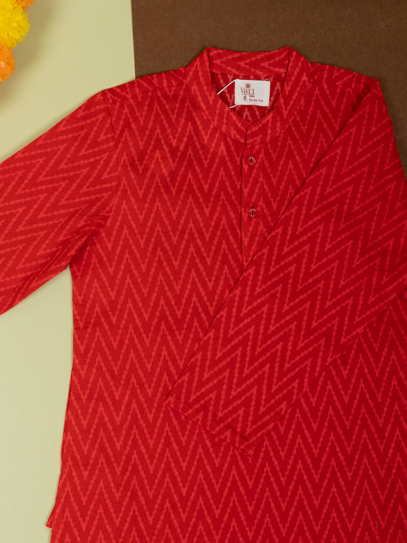 Red Cotton Boys Kurta