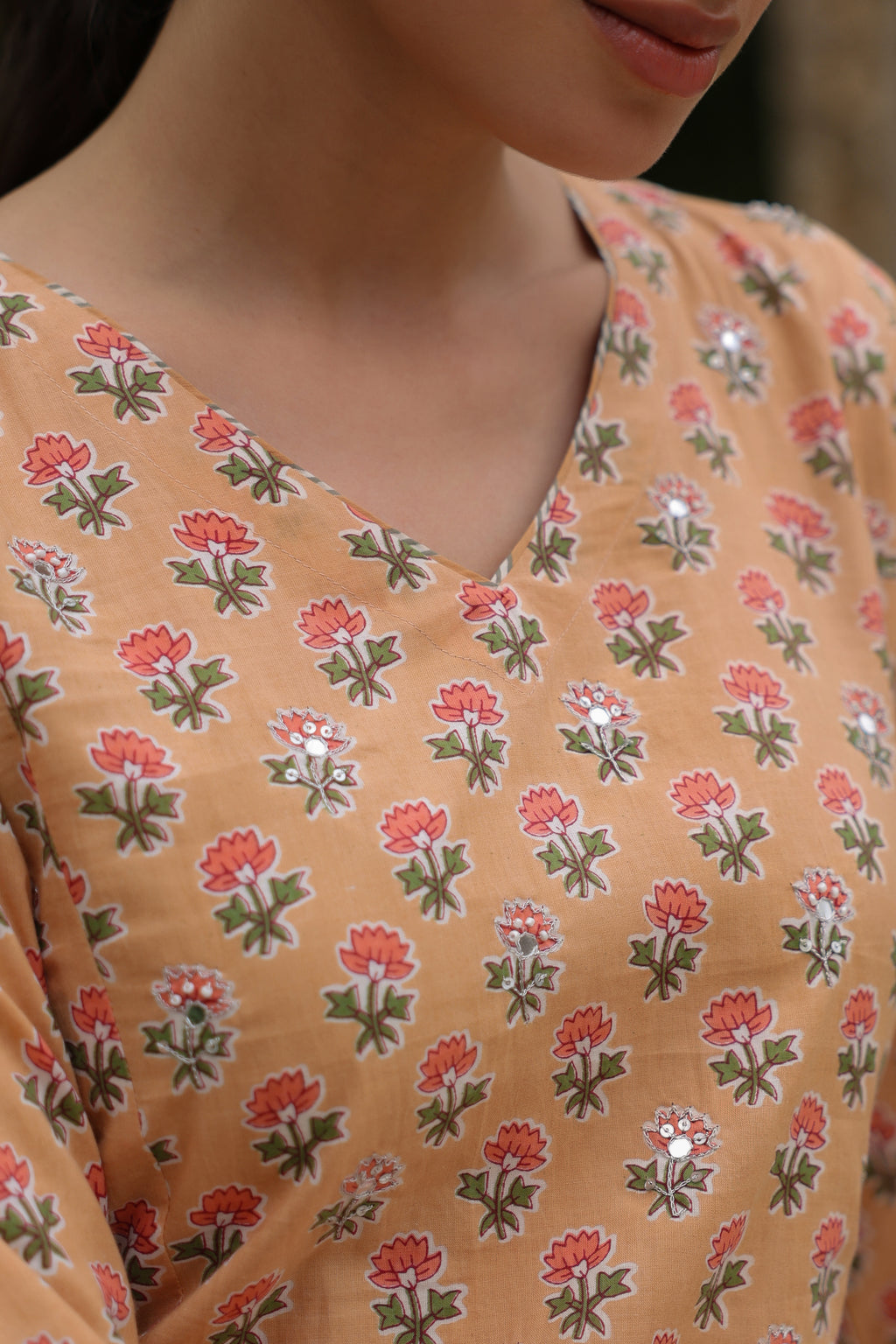 Yellow Cotton Printed Straight Kurta For Women's
