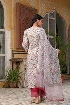 Indira Handblock Aline Kurta Dupatta Set(Pant Not Included)