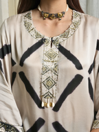 White And Black Cotton Modal Kurta Pant