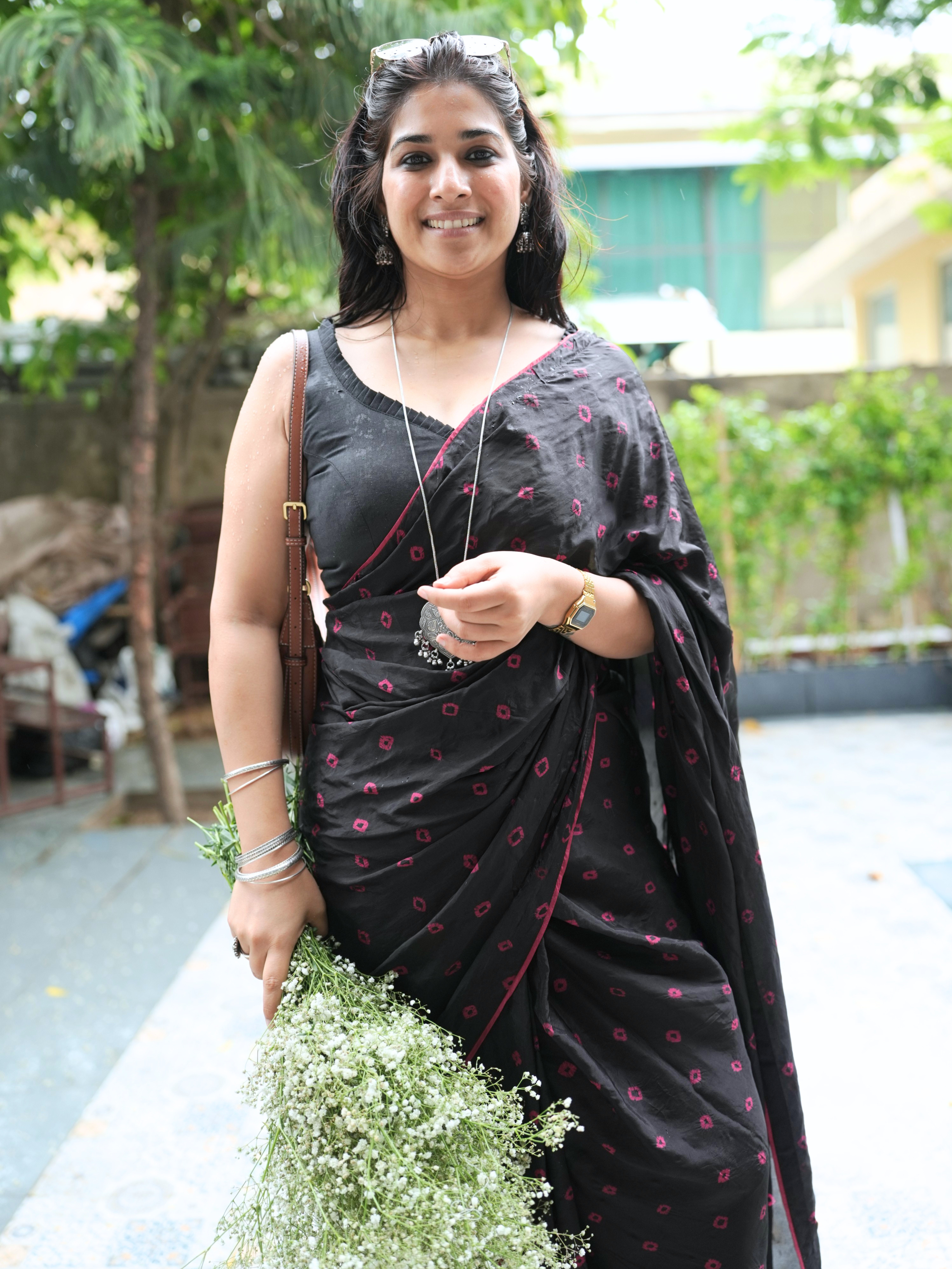 Black Mulberry Silk Saree