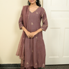 Wine Kota Doria Complete Suit Set